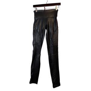 Spanx‎ Faux Leather Moto Black Leggings Size S